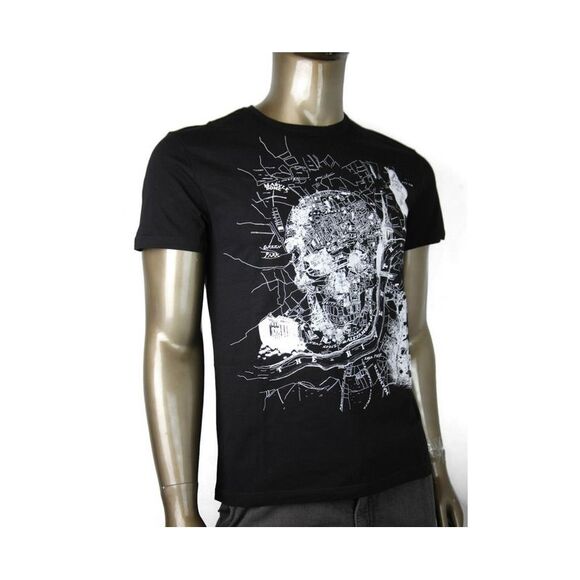Alexander McQueen Men's Black Organic Skull Print T-Shirt (Small)